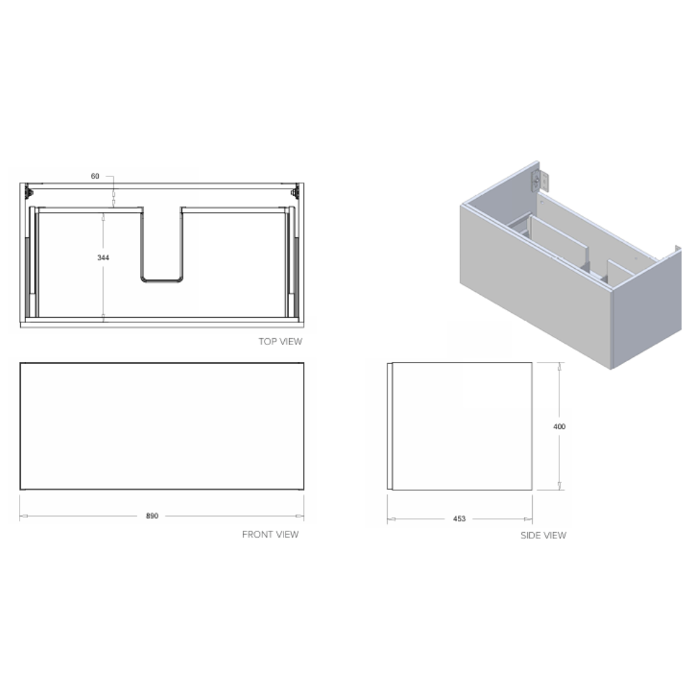 Newtech - Francisco 900 Single Tier Wall Hung Vanity