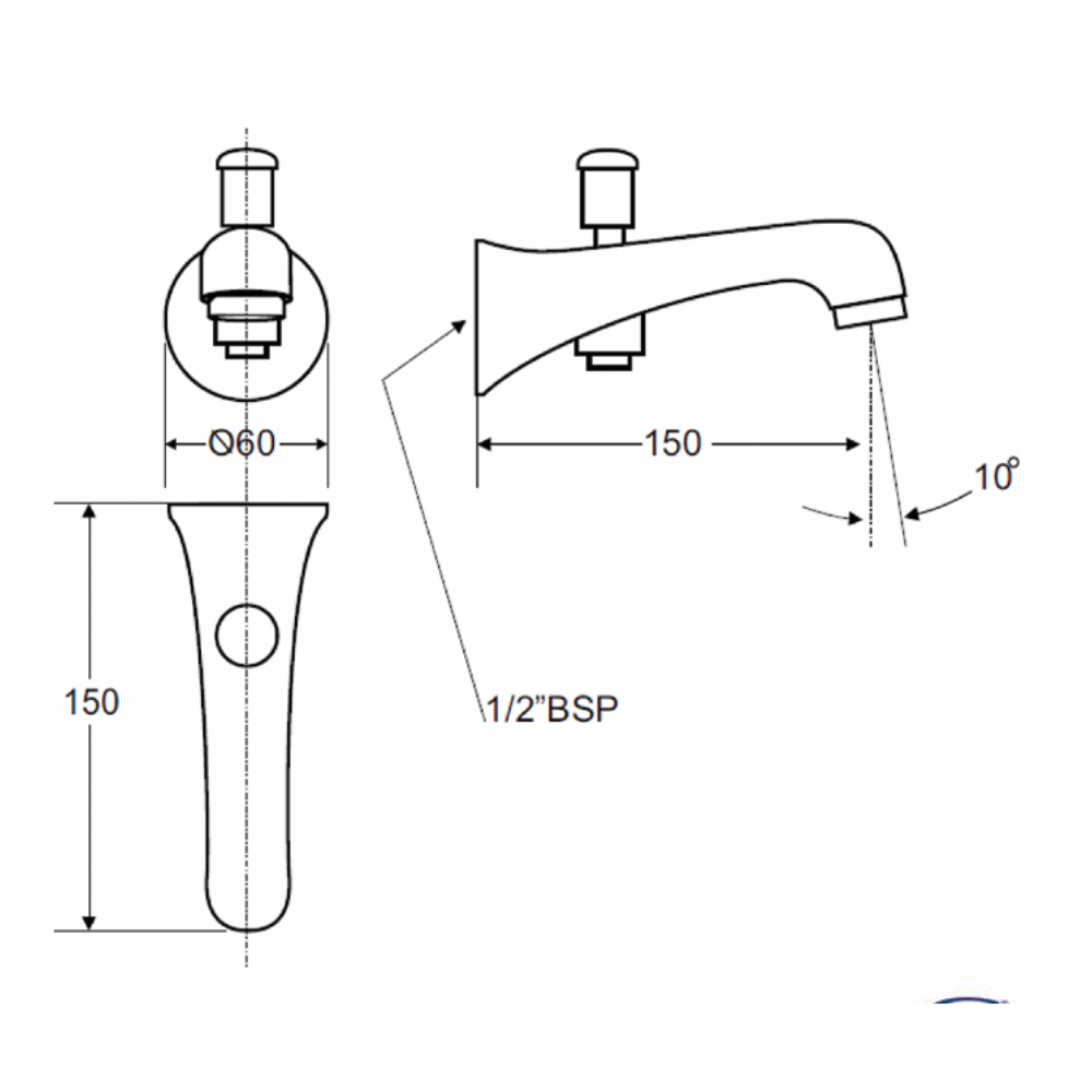Greens - 150mm Classic Diverter Bath Spout - 419550