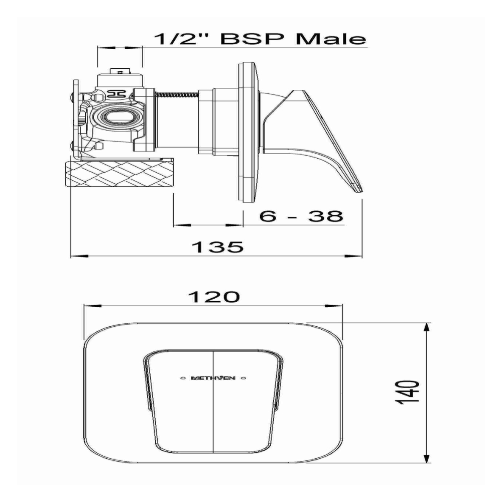 Methven Waipori Shower mixer c/w Fastflo II - WAAPS2C