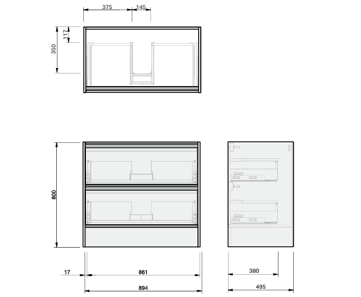 St Michel City 50 - 900mm Floor vanity White 3445-F1