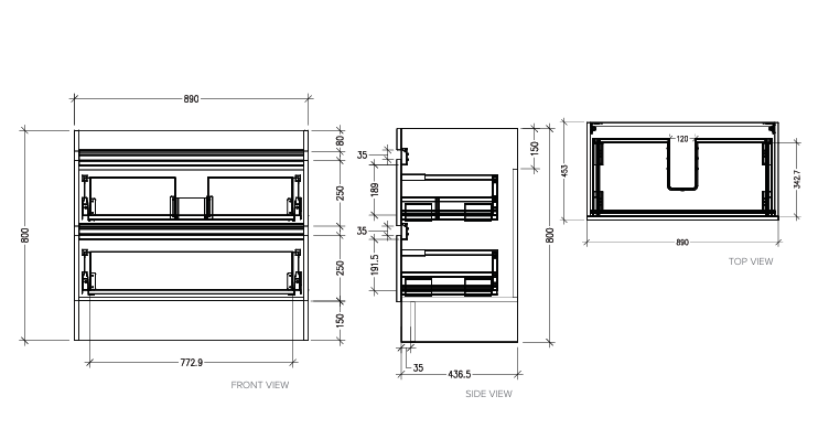 Newtech - Brookfield 750mm 2 Drawer Floor Vanity - California Oak