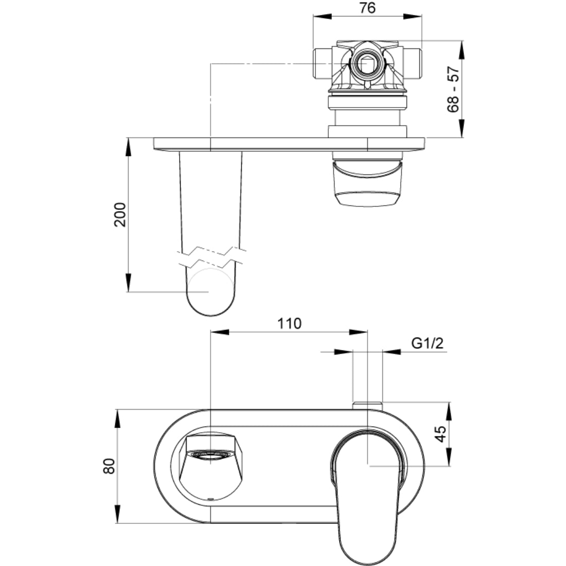 Methven - Koha Wall Mounted Basin & Bath Mixer with Backplate
