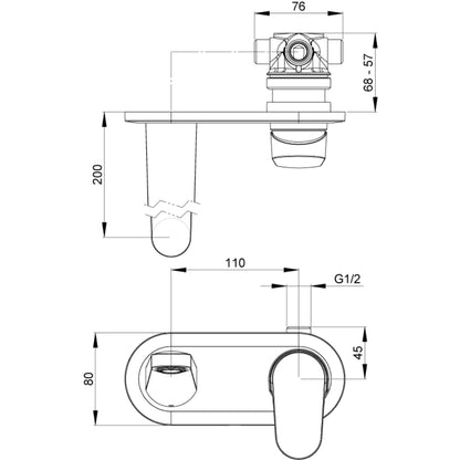 Methven - Koha Wall Mounted Basin & Bath Mixer with Backplate