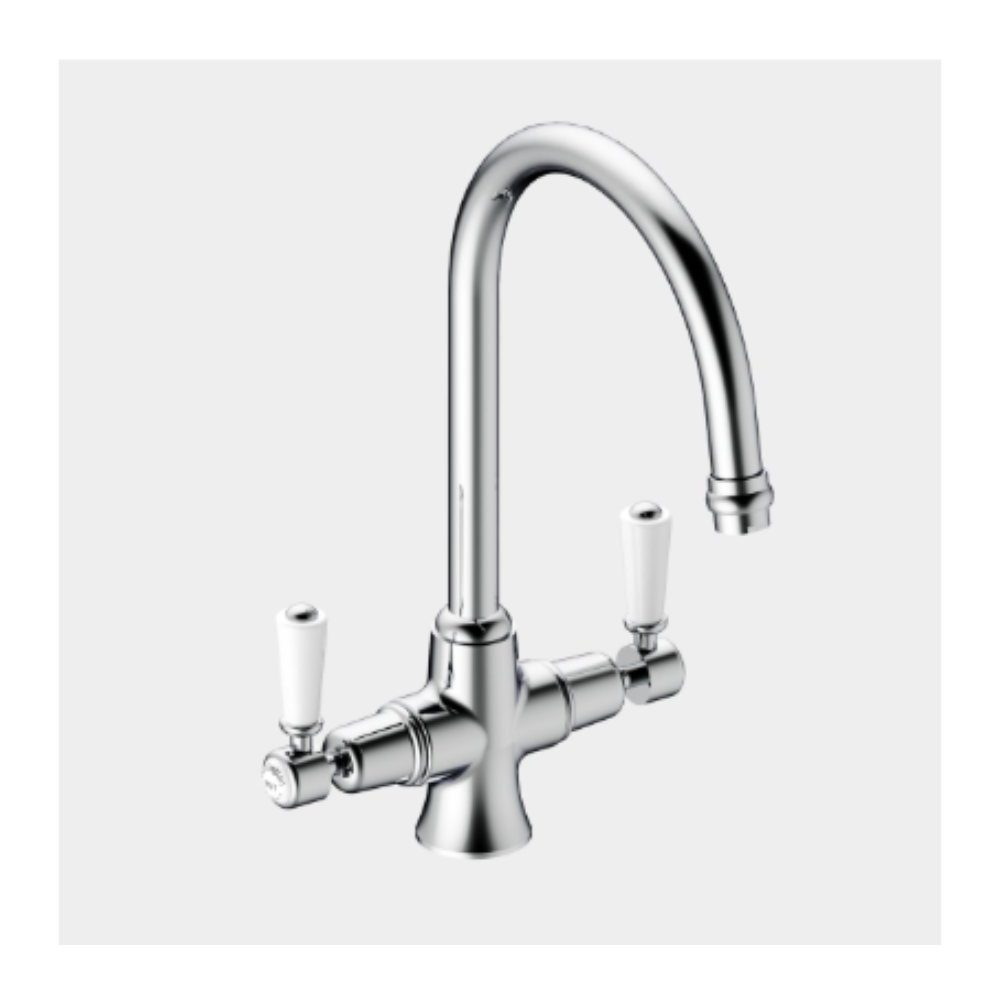Burlington Gooseneck Laundry/Kitchen Mixer Chrome with white accents - 156.G.39608