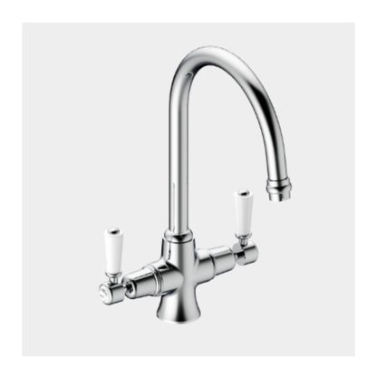 Burlington Gooseneck Laundry/Kitchen Mixer Chrome with white accents - 156.G.39608