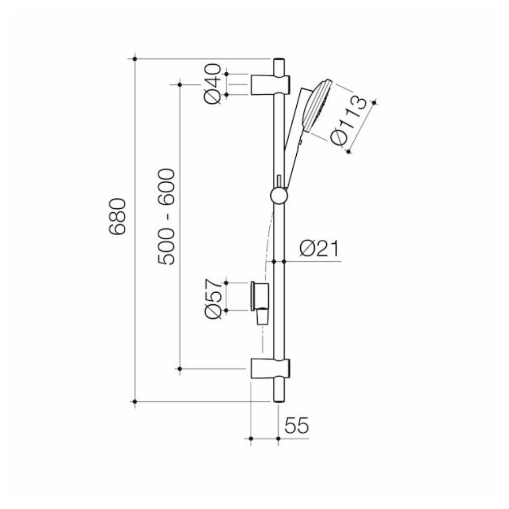 Caroma - Urbane II Rail Shower - Gunmetal - 99631GM4E