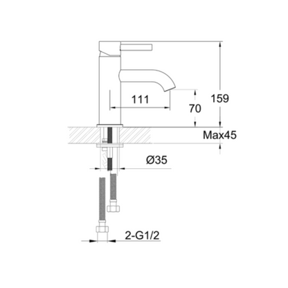 Waterware - Scarab Standard Basin Mixer - Brushed Gold -FWSC8228BG