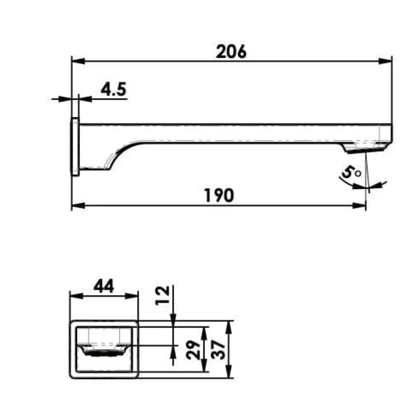 Greens Swept Bath Spout 186019090 - Gunmetal