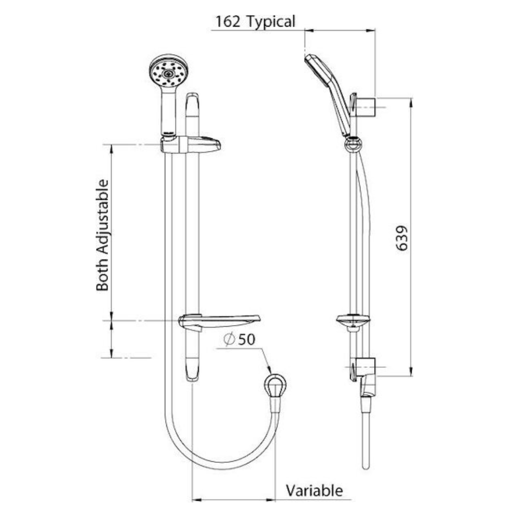 Methven Futura satinjet slide shower- chrome-  FU2011CP