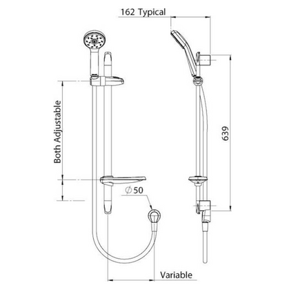 Methven Futura satinjet slide shower- chrome-  FU2011CP