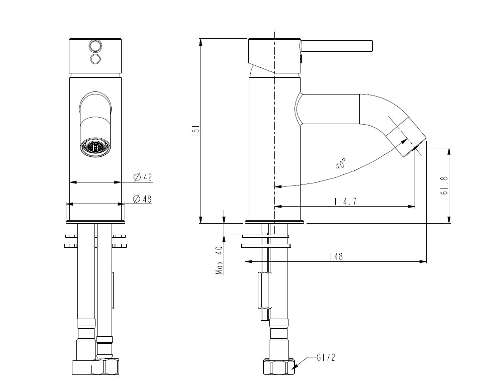 Robertson Uno Basin Mixer Curved Spout - Brush Nickle 43951.04