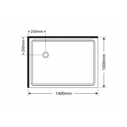 Symphony Premier Frameless shower 1400x1000 LH 2 sided silva frame/flat walls Pivot door