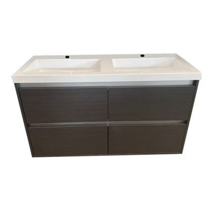 St Michel City 46 1200mm Double Bowl 4DR wall hung - Charred Oak/Ext-Nickle