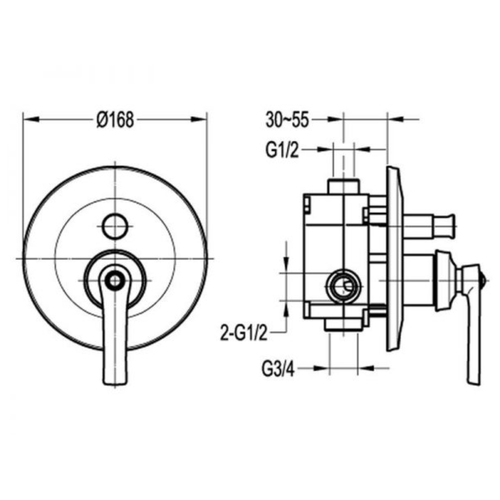 Waterware - Liberty Shower Diverter Mixer Chrome - FWL8308CP