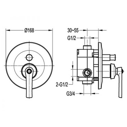 Waterware - Liberty Shower Diverter Mixer Chrome - FWL8308CP