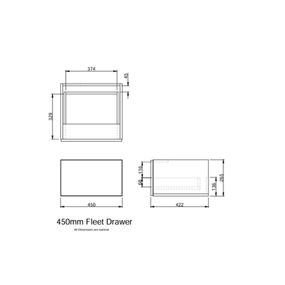 Athena Fleet 1200mm Wall hung Vanity -Indian Ink/Baroque